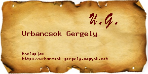 Urbancsok Gergely névjegykártya